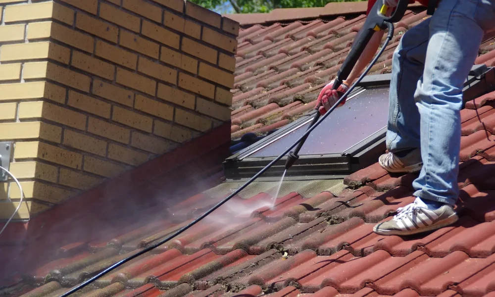 Terracotta roof before and after cleaning